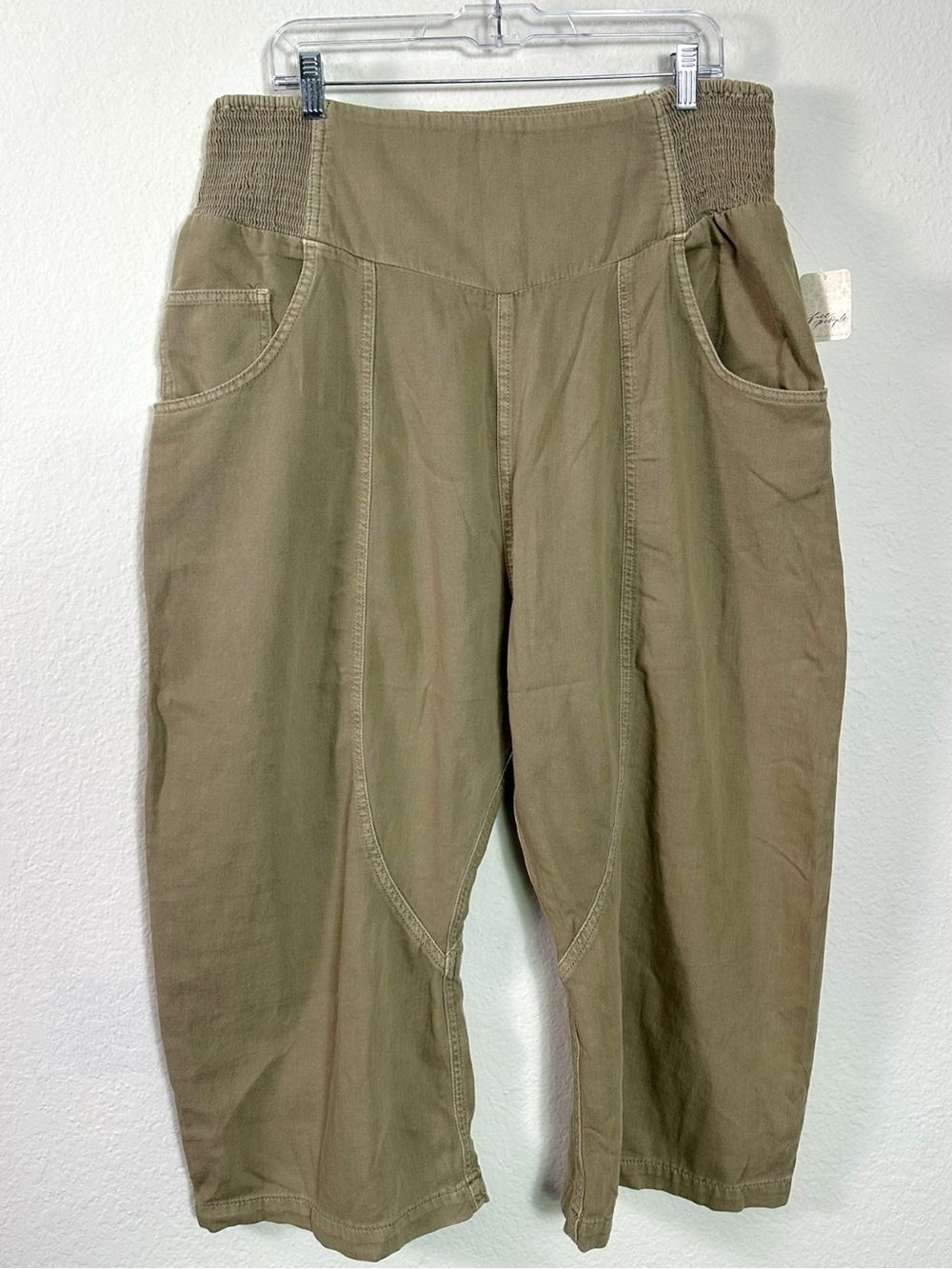 Free People Bohemian Lunan Crop Harem Jeans Savannah Khaki Size XL NWT - Picture 9 of 15